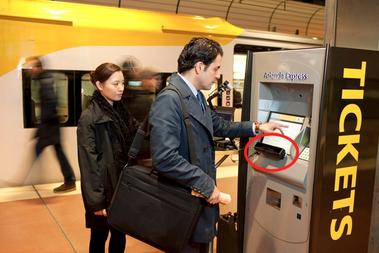 Tobii X1 Light Eye Tracker tracking a ticket machine